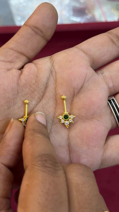 92.5 Silver Multicolor Reversible Temple Bugadi (Pair) | Dual Style Design | Jewellery