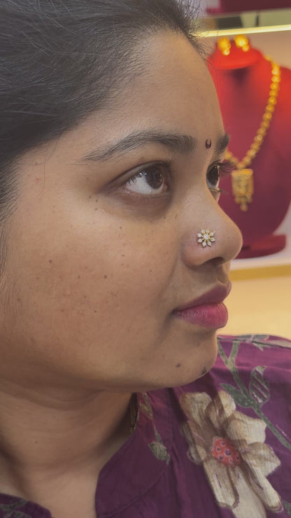 92.5 Silver Gold Plated Nose Pin | Stylish Elegant Finish | Jewellery