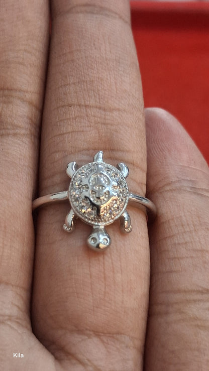 92.5 Silver Elegant Tortoise Motif Ring | Smooth Finish | Daily Wear Jewellery