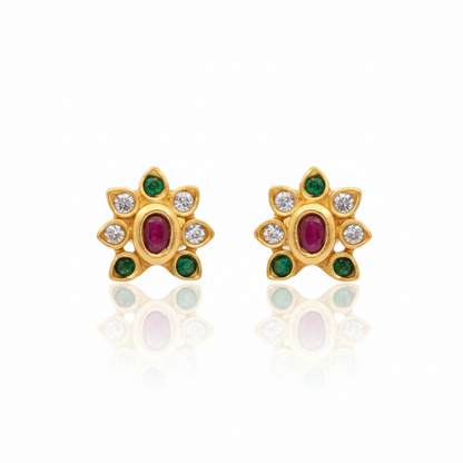92.5 Silver Gold Plated Stud Earrings | Stylish Sleek Design | Jewellery