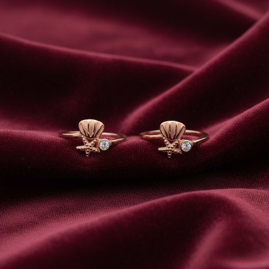 92.5 Silver Rose Gold Beach Toe Rings | Stylish Trendy Design | Jewellery
