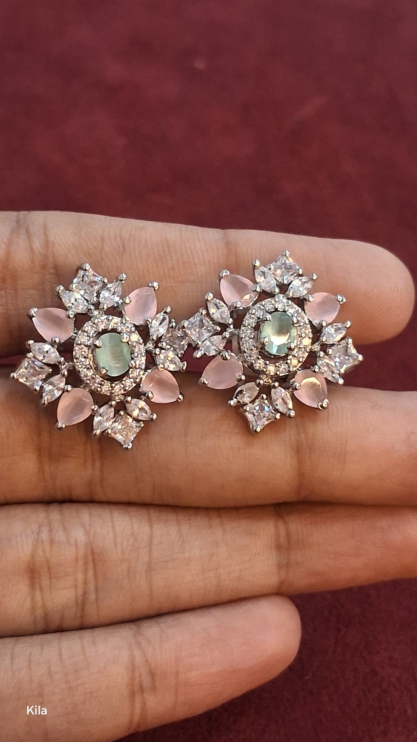 92.5 Silver Pastel Elegance Earrings | Soft Feminine Design | Elegant Jewellery