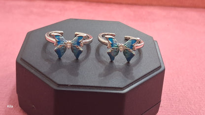 92.5 Silver Blue Butterfly Toe Rings | Stylish Nature Design | Jewellery