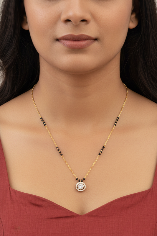 92.5 Silver Gold Plated Black Beads Chain 19.5 Inches | Premium Refined Design | Jewellery