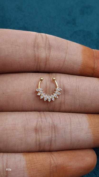 92.5 Silver Gold Plated Septum | Stylish Elegant Design | Fashion Jewellery