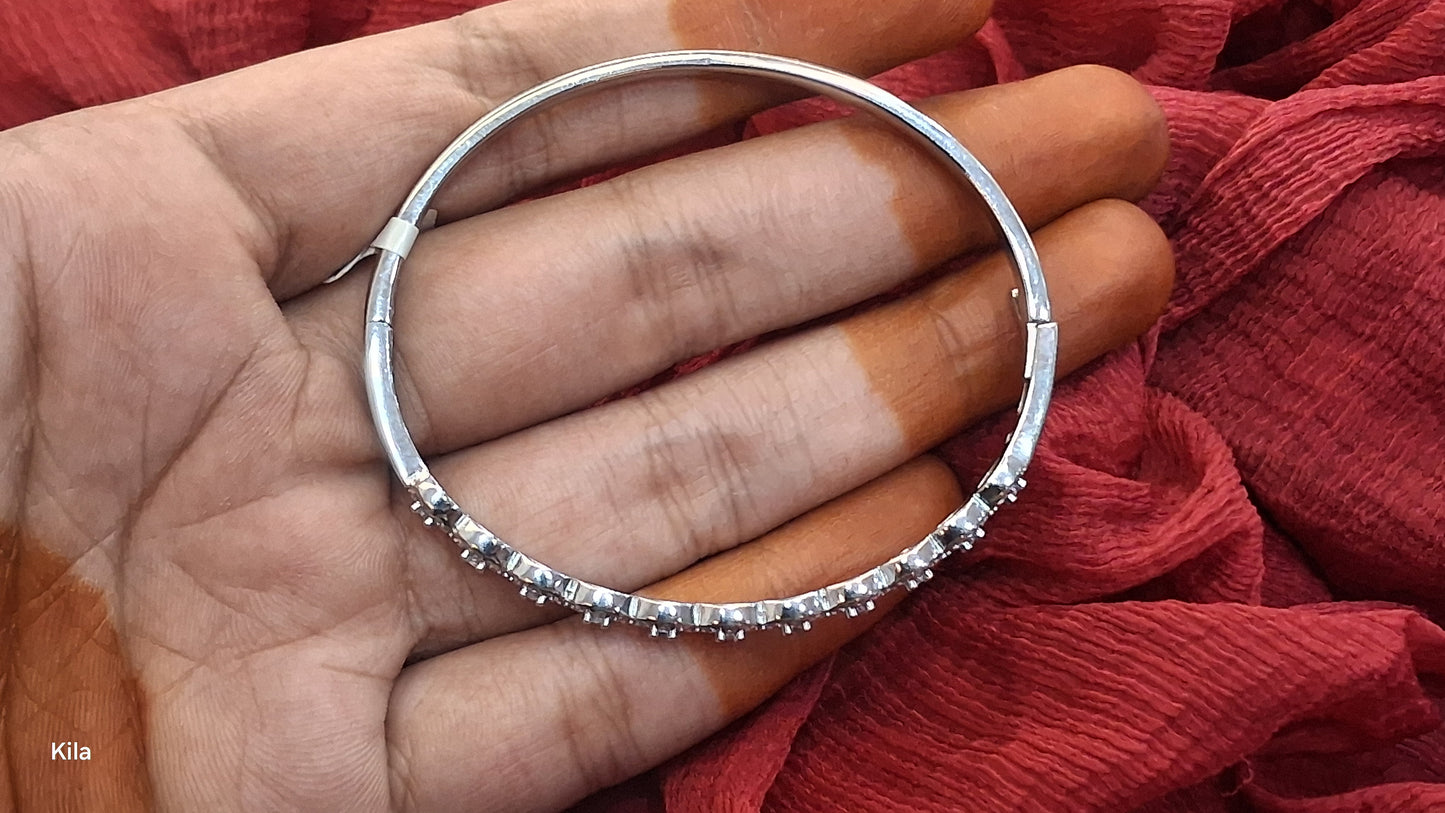 92.5 Silver Kada | Stylish Minimal Design | Elegant Jewellery