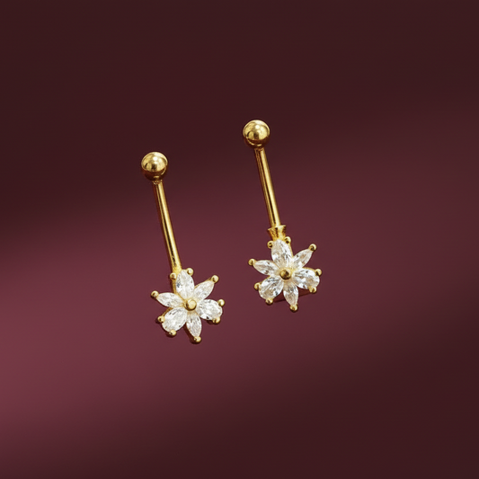92.5 Silver Flower Gold Plated Bugadi | Stylish Floral Design | Elegant Jewellery
