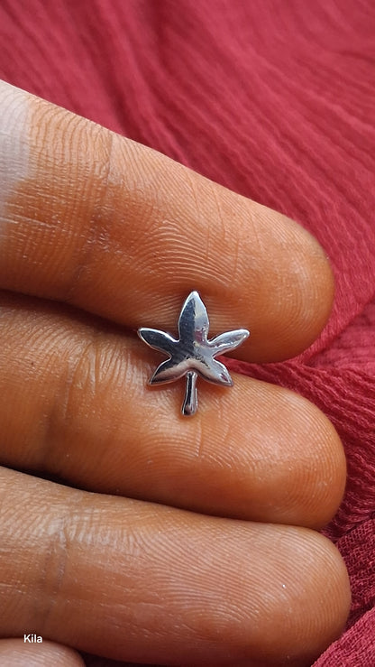 92.5 Silver Leaf Men’s Stud (Single) | Stylish Nature Design | Elegant Jewellery