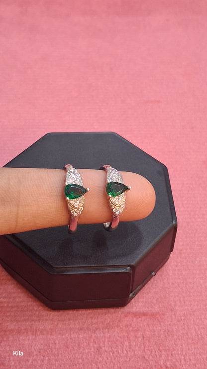 92.5 Silver Green Stone Toe Rings | Premium Stylish Design | Elegant Jewellery