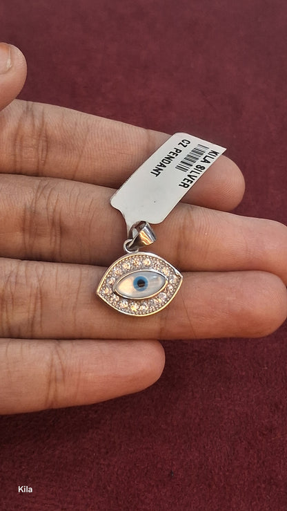 92.5 Silver Evil Eye Pendant | Protective Stylish Design | Elegant Jewellery