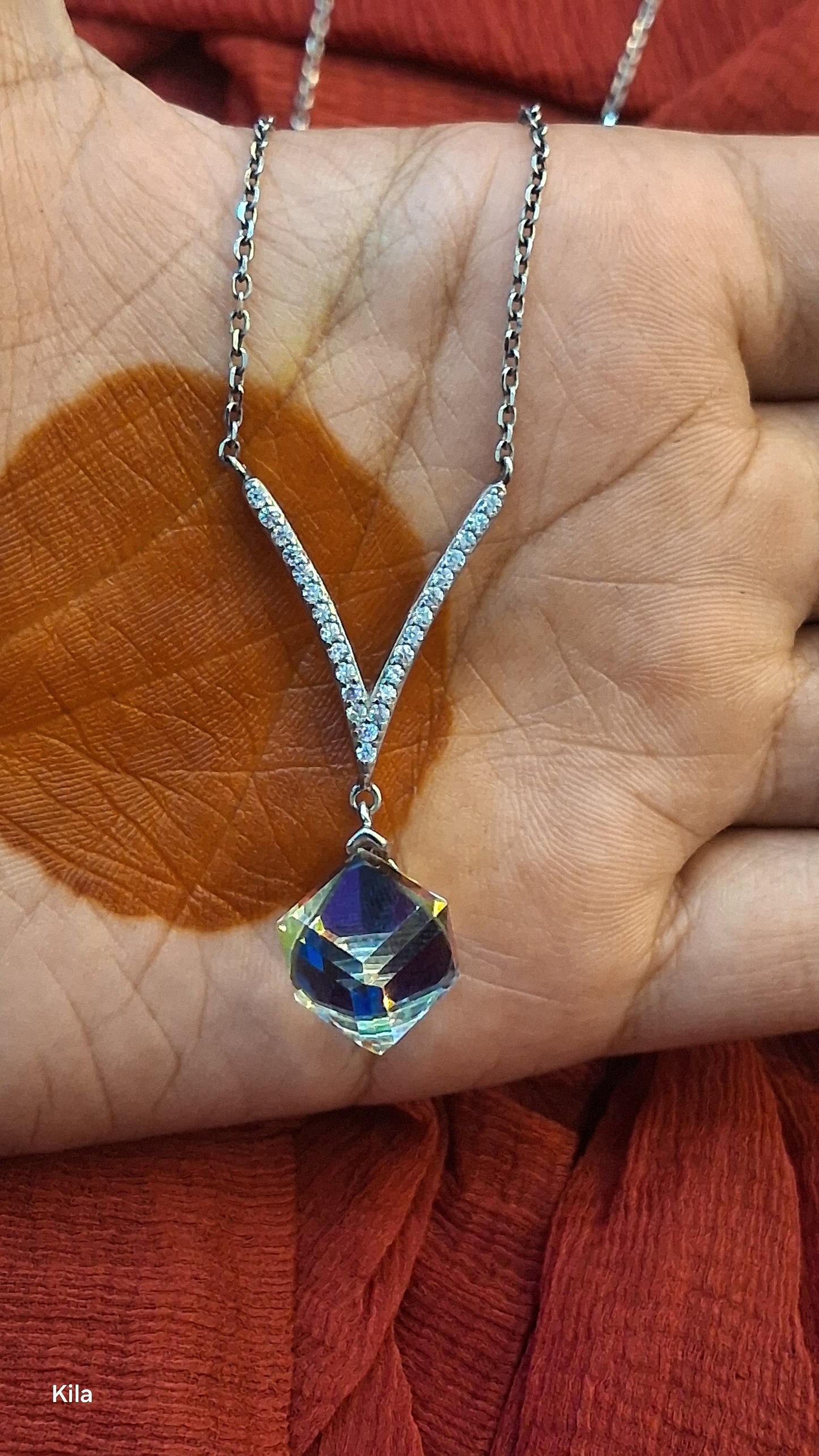 925 Silver Premium Stylish Blue Pendant Chain 18 Inches | Stylish Elegant Design | Jewellery