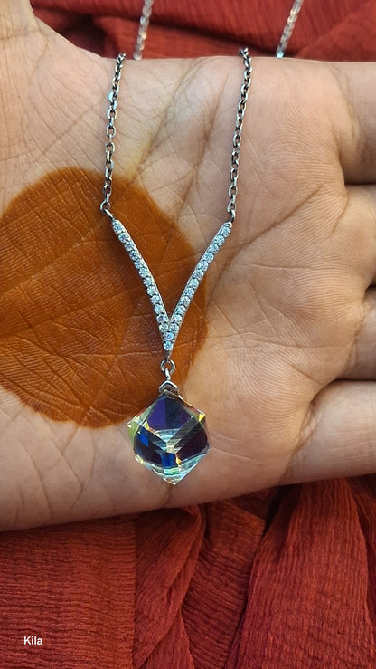 925 Silver Premium Stylish Blue Pendant Chain 18 Inches | Stylish Elegant Design | Jewellery