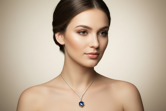 925 Silver Premium Stylish Blue Pendant Chain 18 Inches | Stylish Elegant Design | Jewellery