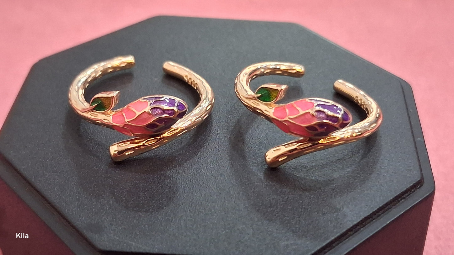 92.5 Silver Rose Gold Multicolor Leaf Toe Rings | Premium Vibrant Design | Jewellery