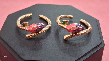 92.5 Silver Rose Gold Multicolor Leaf Toe Rings | Premium Vibrant Design | Jewellery