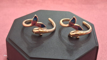 92.5 Silver Rose Gold Dolphin Toe Rings | Premium Elegant Ocean Design | Jewellery
