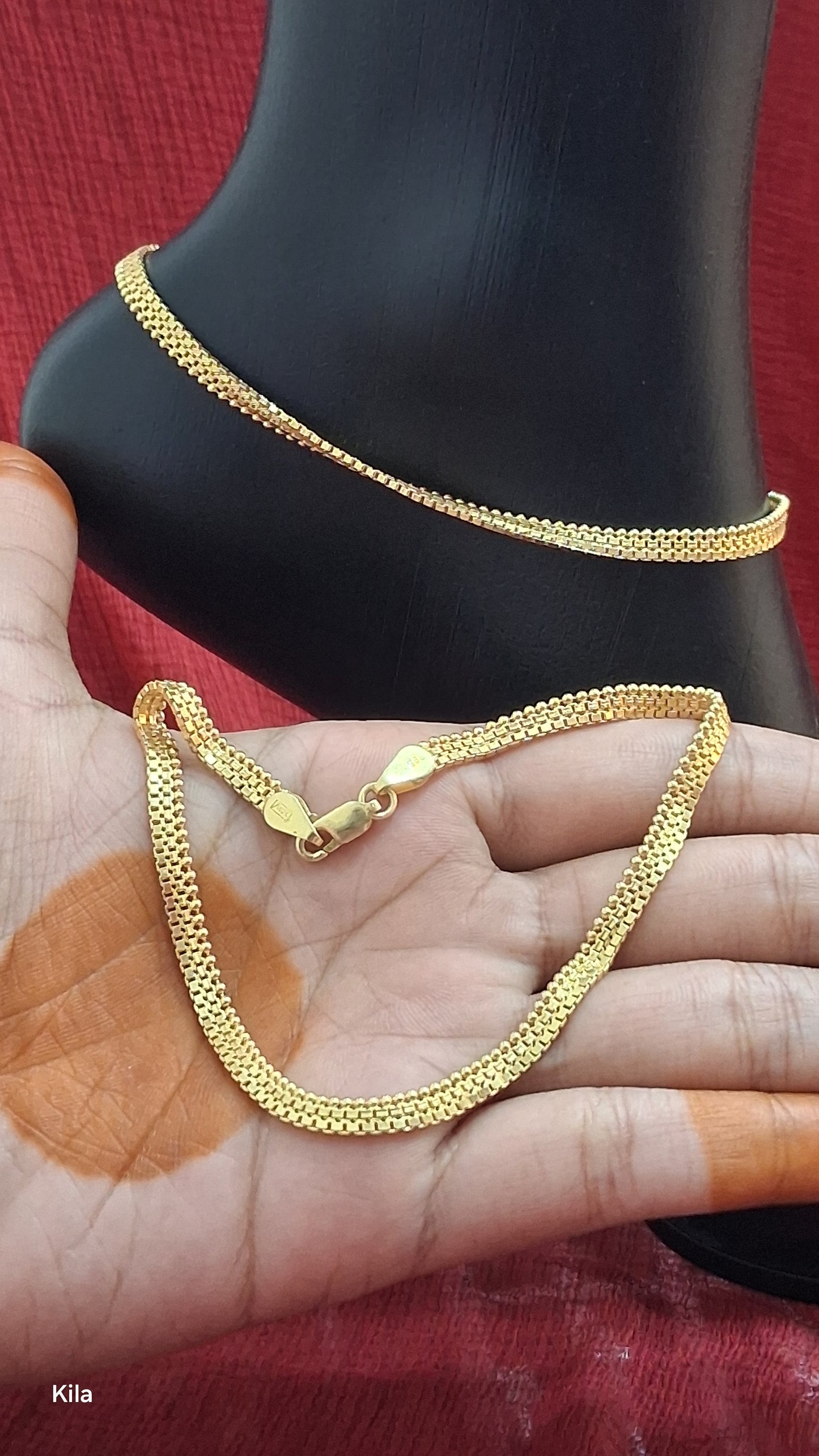 92.5 Silver Gold Plated Anklets | Stylish Modern Design | Elegant Jewellery