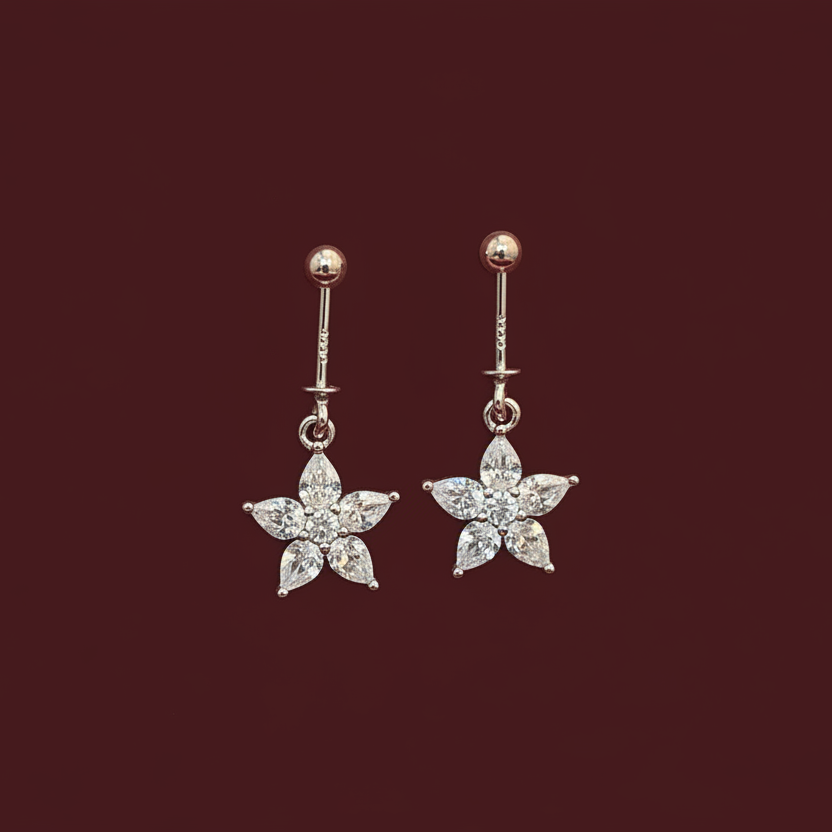 92.5 Silver Flower Bugadi | Stylish Minimal Floral Design | Elegant Jewellery
