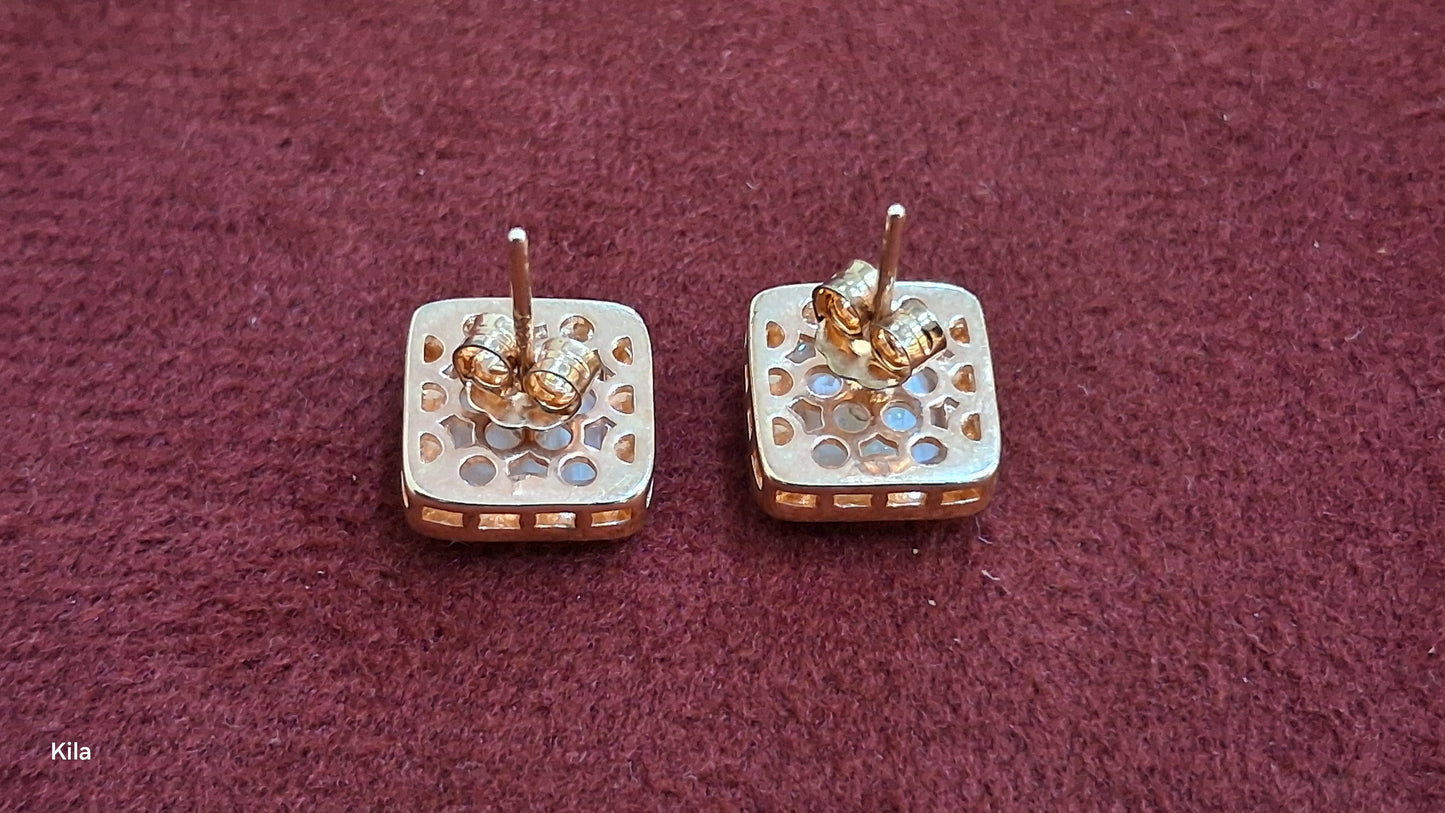 92.5 Silver Rose Gold Studs | Sleek Modern Design | Stylish Jewellery