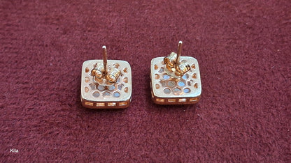 92.5 Silver Rose Gold Studs | Sleek Modern Design | Stylish Jewellery