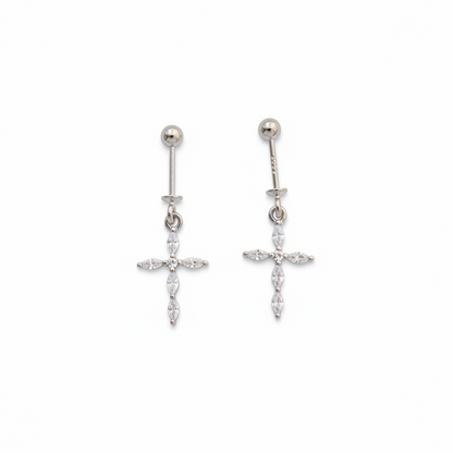 92.5 Silver Cross Design Bugadi – Elegant Minimal Style Jewellery pair