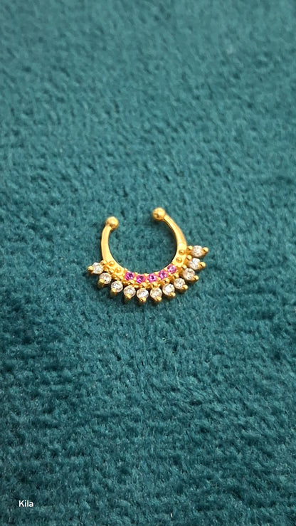 92.5 Silver Gold Plated Septum | Stylish Sleek Finish | Elegant Jewellery