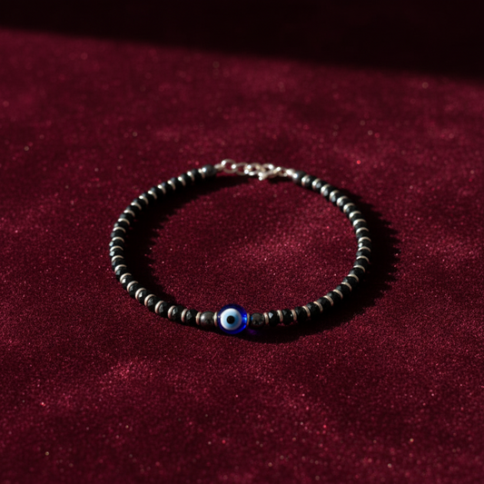92.5 Silver Black Bead Bracelet (Single Piece) | Stylish Elegant Finish | Jewellery