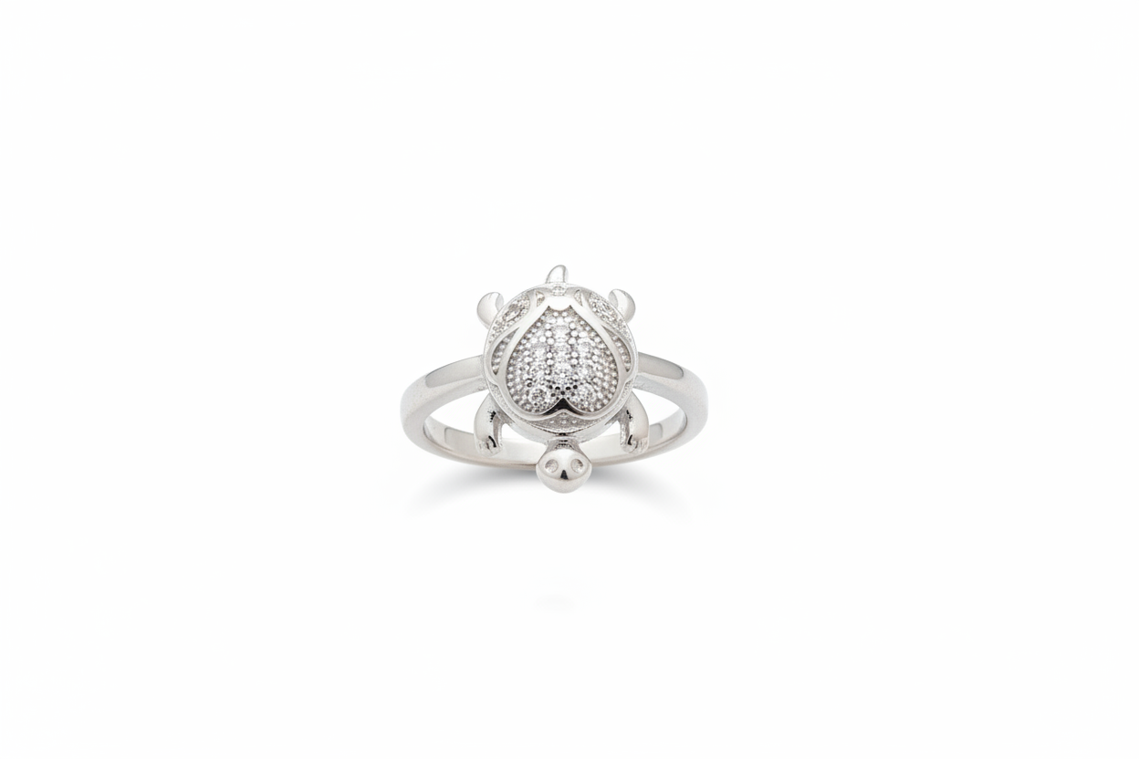 92.5 Silver Heart Tortoise Ring | Romantic Symbolic Design | Stylish Jewellery