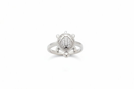 92.5 Silver Heart Tortoise Ring | Romantic Symbolic Design | Stylish Jewellery