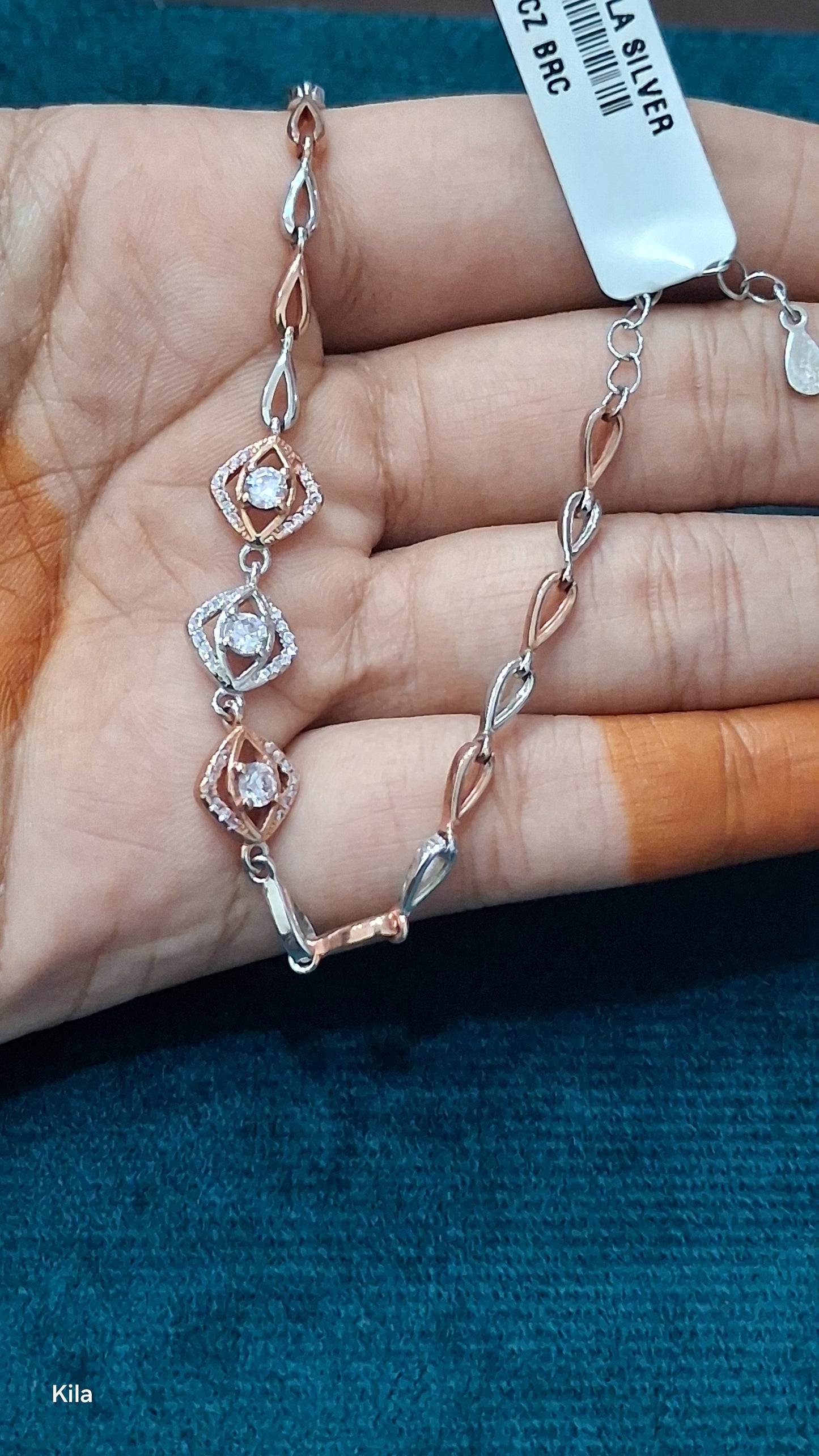 92.5 Silver Dual Shade Bracelet (Silver & Rose Gold Plated) | Stylish Modern Design | Elegant Jewellery