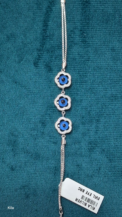 92.5 Silver Evil Eye Bracelet | Stylish Protective Design | Elegant Jewellery
