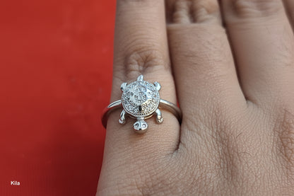 92.5 Silver Elegant Tortoise Motif Ring | Smooth Finish | Daily Wear Jewellery