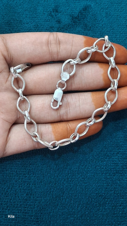 92.5 Silver Men’s Bracelet 8 Inches | Stylish Bold Finish | Elegant Fashion Jewellery
