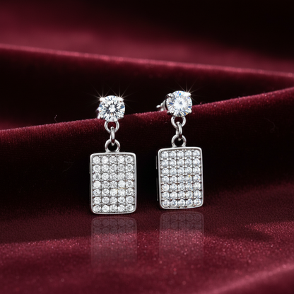 92.5 Silver Square Shape Earrings | Stylish Modern Design | Elegant Jewellery