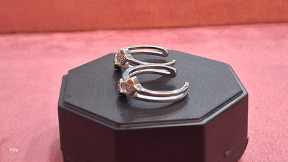 92.5 Silver White & Pink Stone Toe Rings | Premium Dual Tone Design | Jewellery