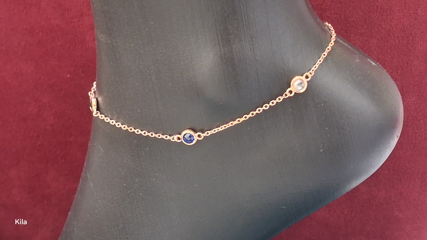 92.5 Silver Rose Gold Plated Anklets | Stylish Modern Design | Elegant Jewellery