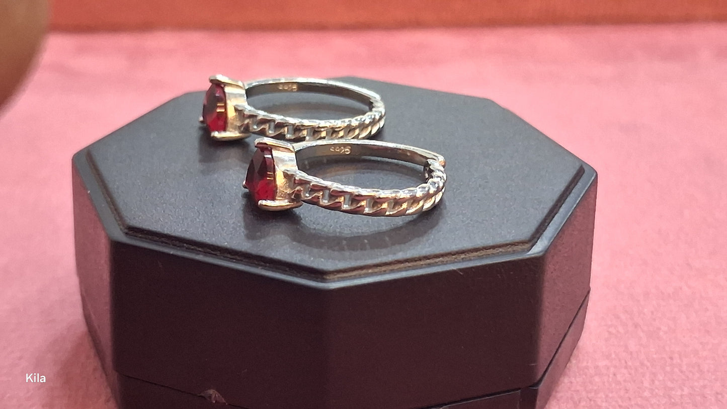 92.5 Silver Red Stone Toe Rings | Premium Stylish Design | Jewellery