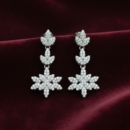 92.5 Silver White Stone Earrings | Stylish Sparkling Design | Elegant Jewellery