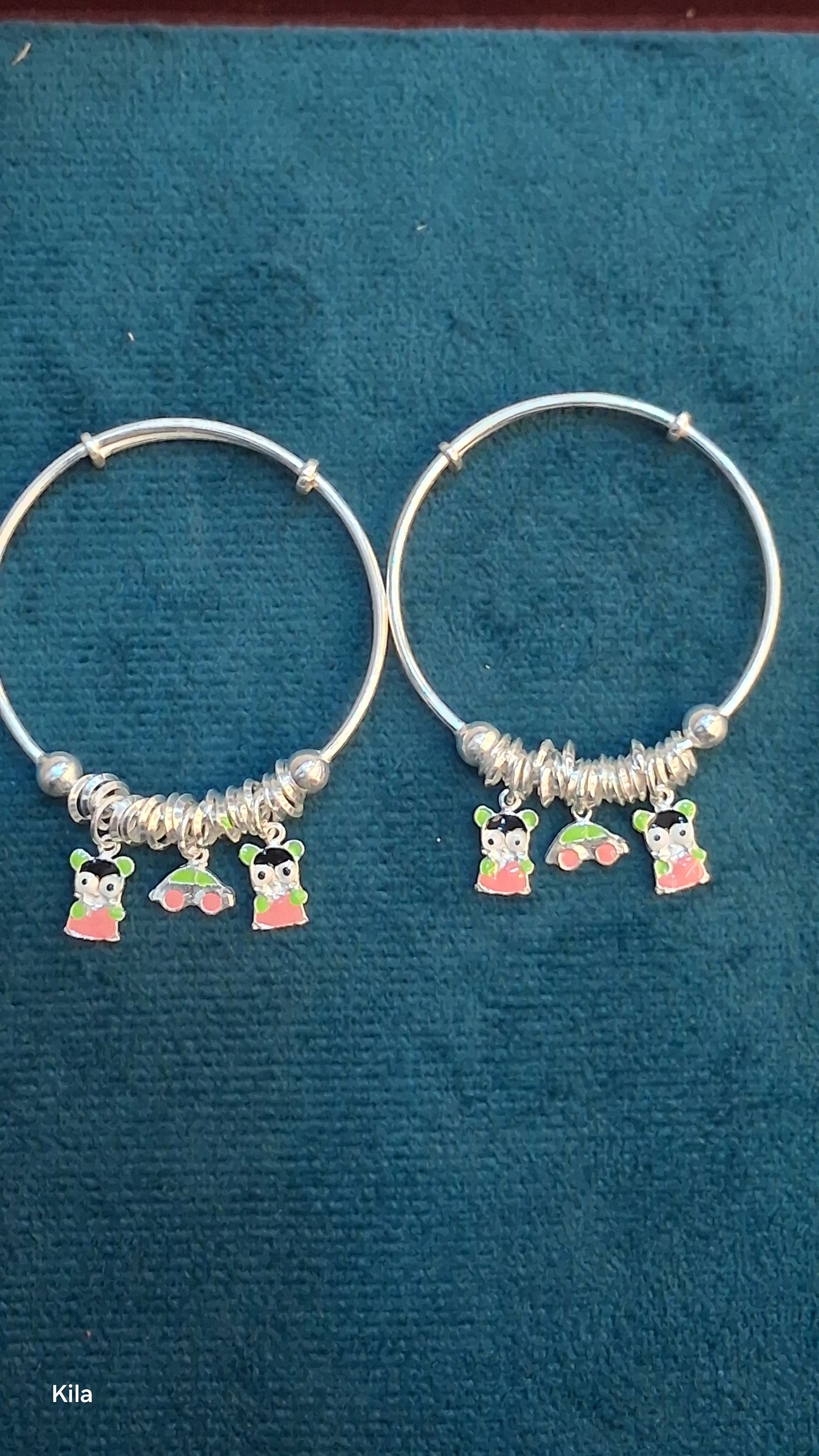 92.5 Silver Kids Kada | Stylish Traditional Design | Elegant Kids Jewellery