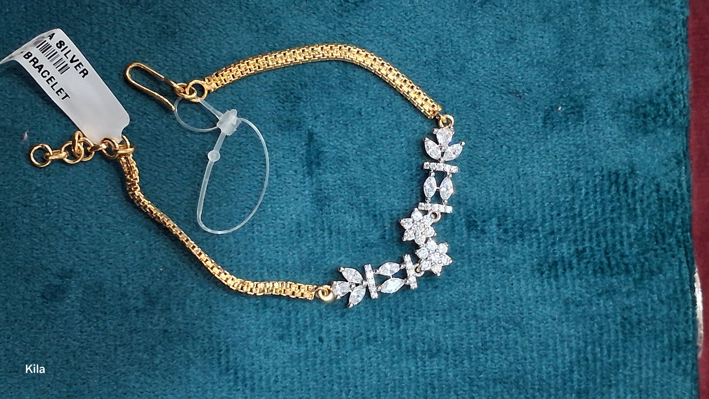 92.5 Silver Gold Plated Bracelet | Stylish Premium Finish | Elegant Jewellery