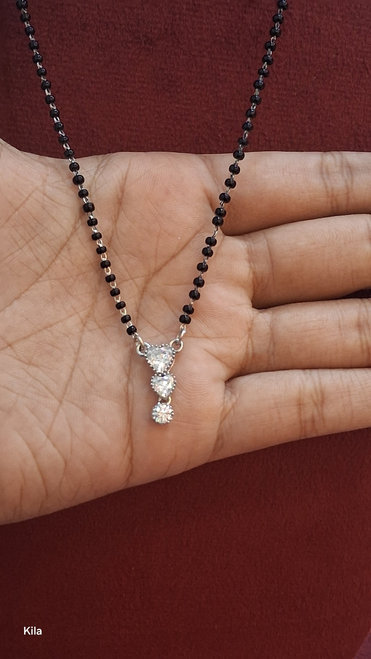 92.5 Silver Black Beads Chain 19 Inches | Stylish Traditional Design | Jewellery