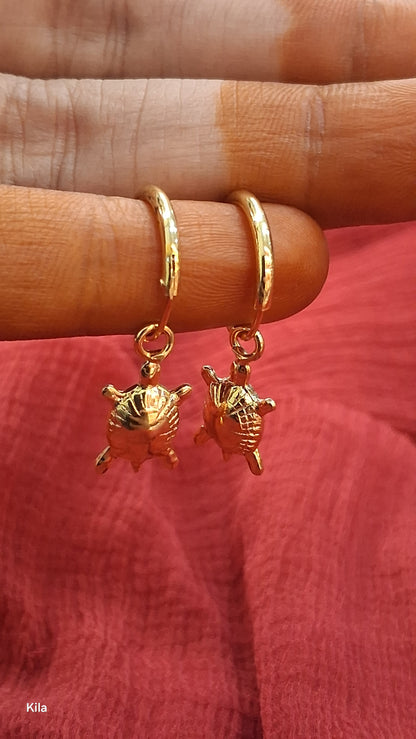 925 Silver Gold Plated Tortoise Earrings | Stylish Unique Design | Elegant Jewellery