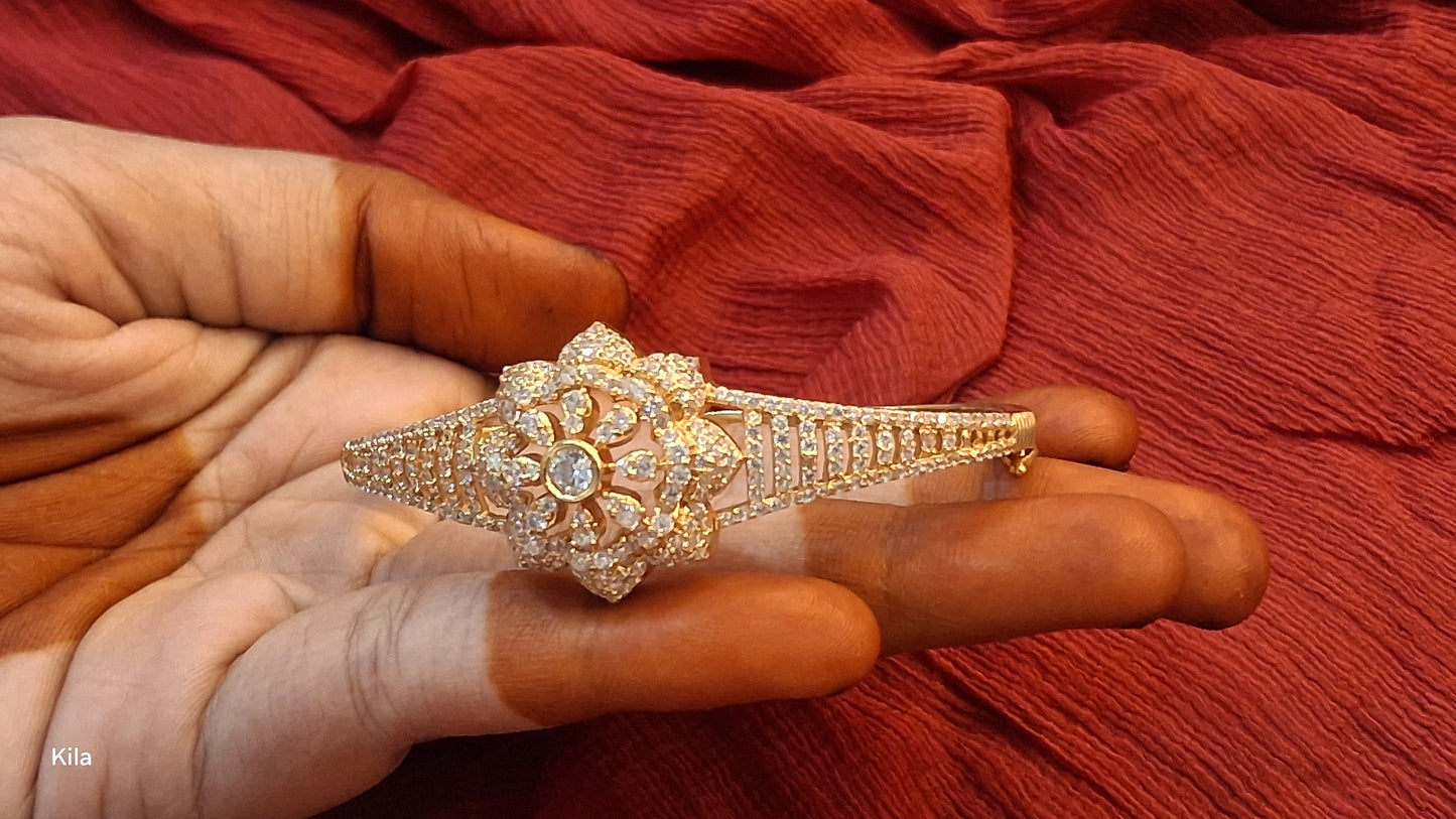 92.5 Silver Gold Plated Kada | Stylish Elegant Design | Premium Jewellery