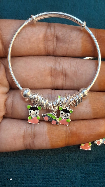 92.5 Silver Kids Kada | Stylish Traditional Design | Elegant Kids Jewellery