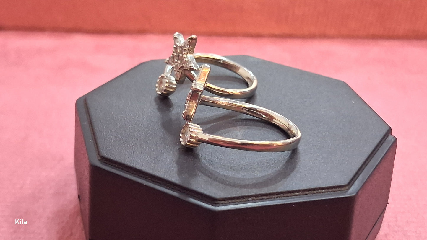 92.5 Silver Star Shape Toe Rings | Stylish Trendy Design | Jewellery