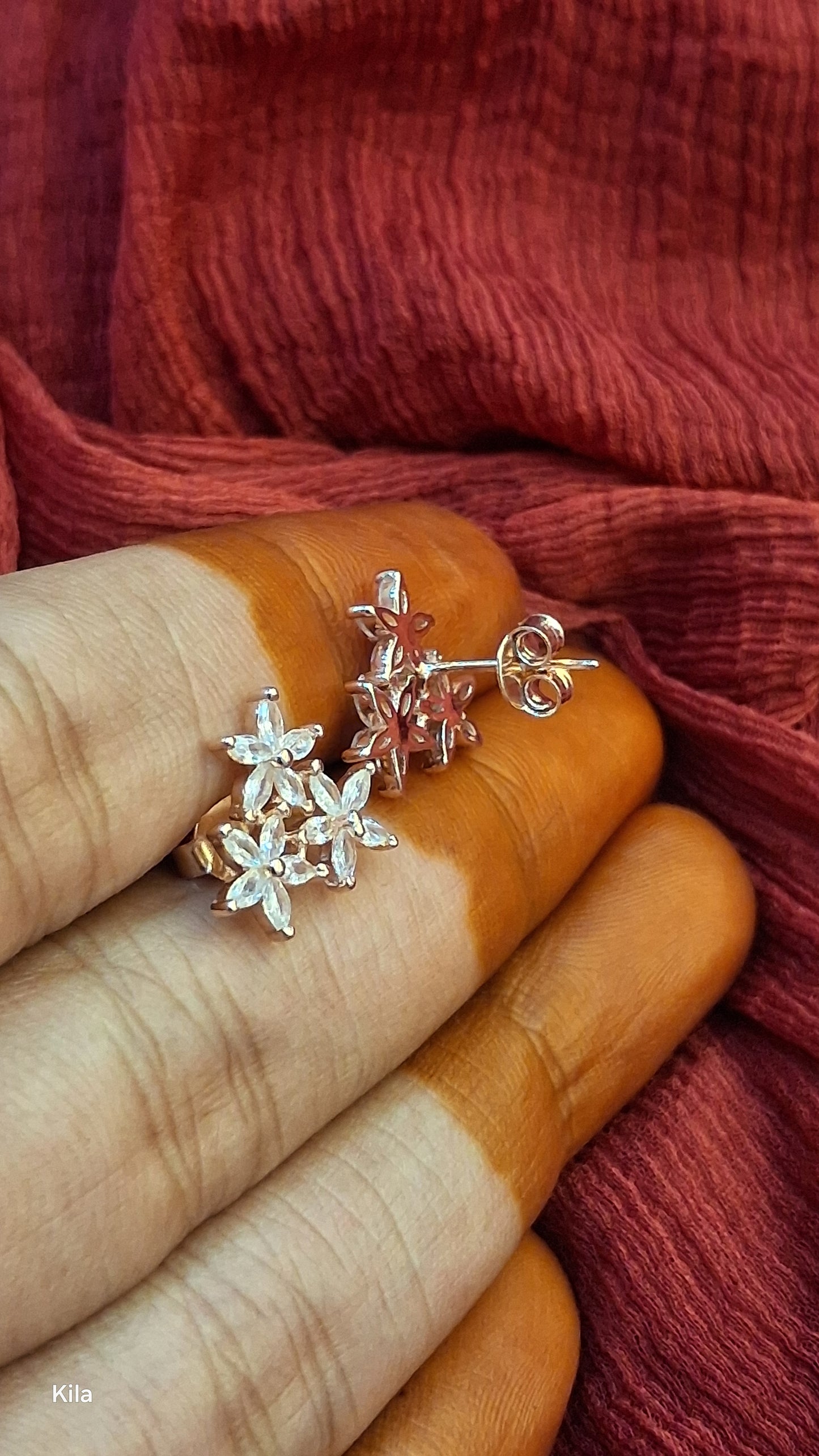 92.5 Silver Rose Gold Plated Star Studs | Stylish Trendy Design | Elegant Jewellery