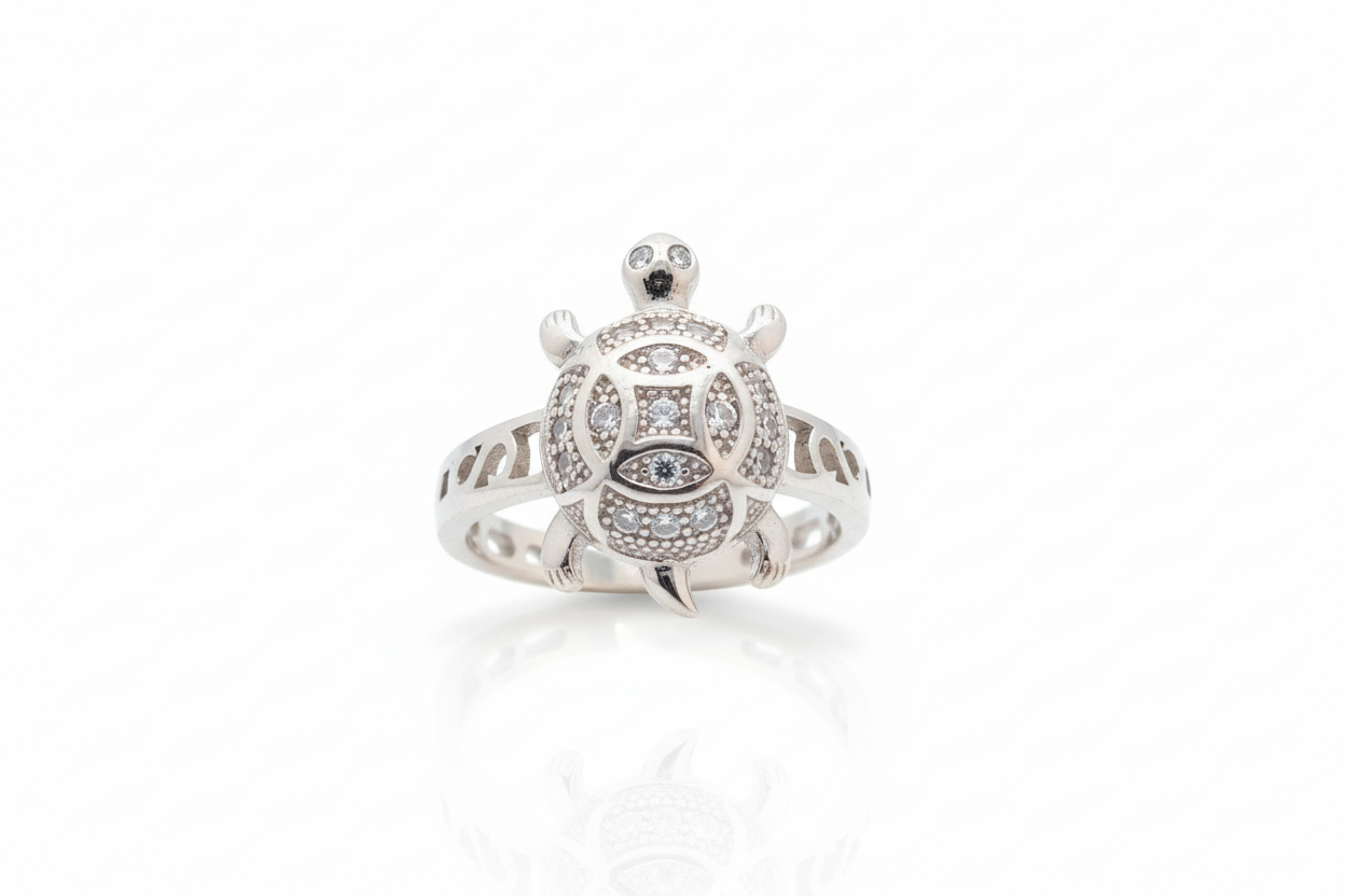 92.5 Silver Premium Tortoise Ring | Refined Polished Design | Elegant Jewellery