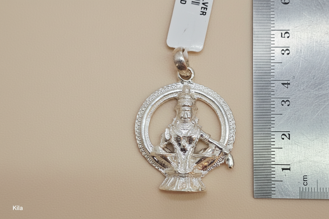 92.5 Silver Ayyappa Swamy Pendant | Divine Devotion Design | Stylish Jewellery