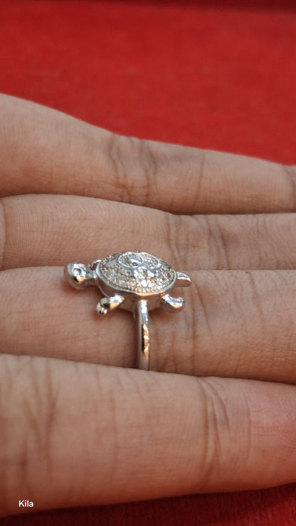 92.5 Silver Elegant Tortoise Motif Ring | Smooth Finish | Daily Wear Jewellery