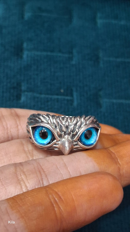 92.5 Silver Owl Men’s Ring Size 15 | Stylish Animal Motif Design | Elegant Jewellery